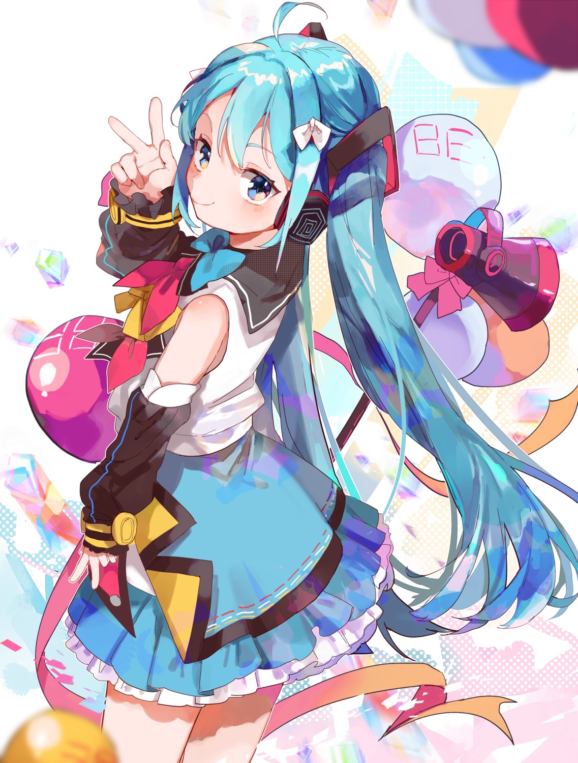hatsune_miku, headphones, karasu_btk, magical_mirai, vocaloid