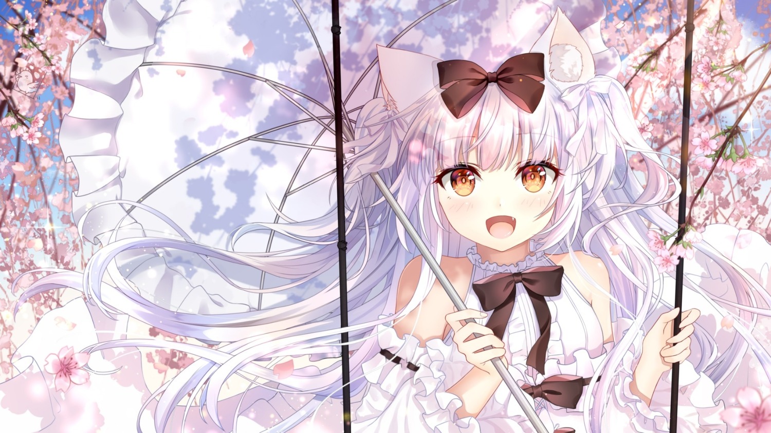 animal_ears, azur_lane, hei_kuang_jun, nekomimi, umbrella, yukikaze_(azur_lane)