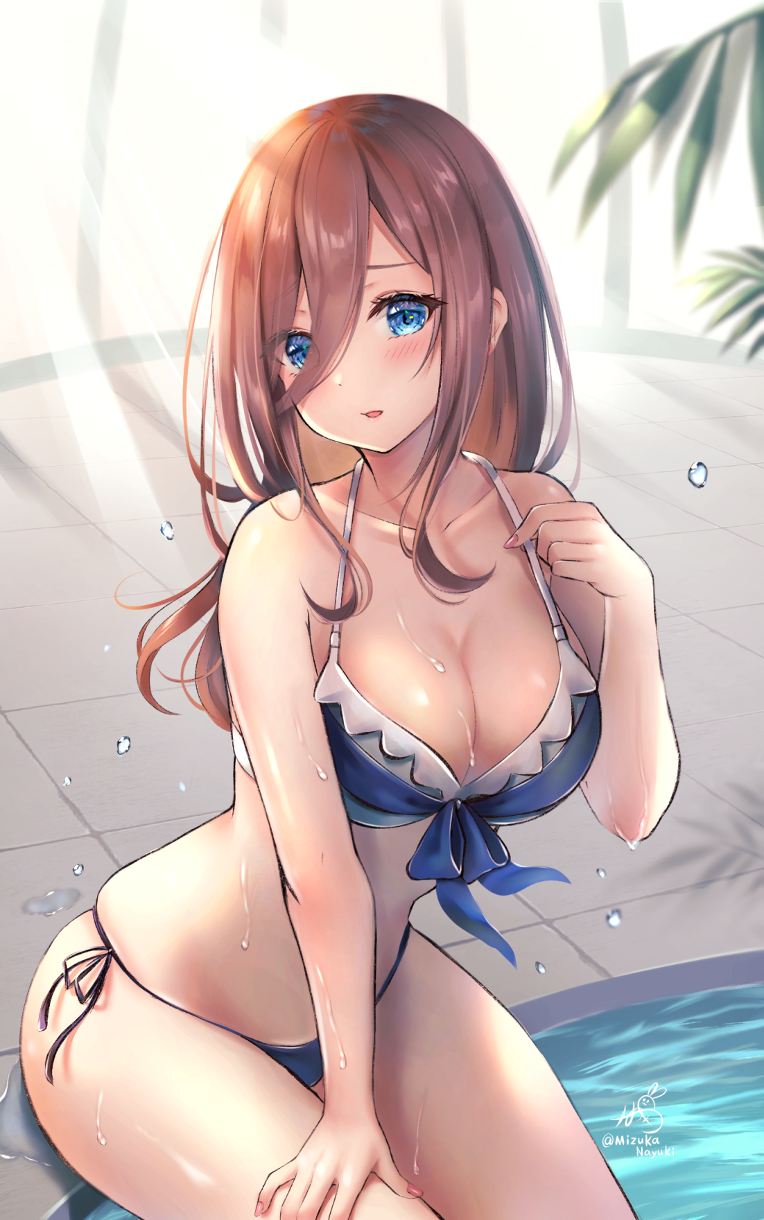 5-toubun_no_hanayome, bikini, cleavage, mizukanayuki, nakano_miku, swimsuits, wet
