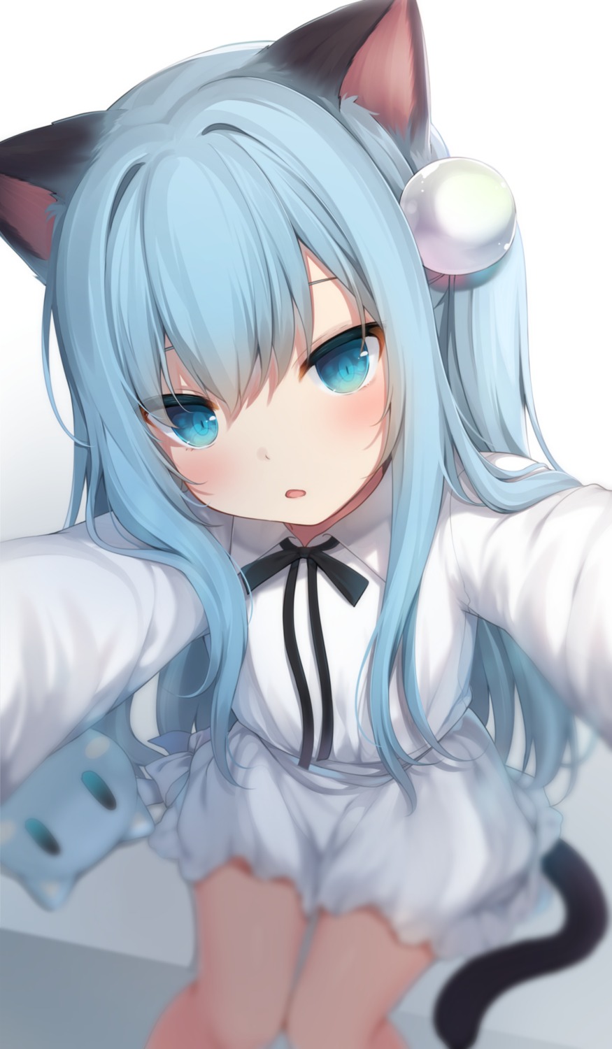 amashiro_natsuki, animal_ears, dress, nekoha_shizuku, nekomimi, tail