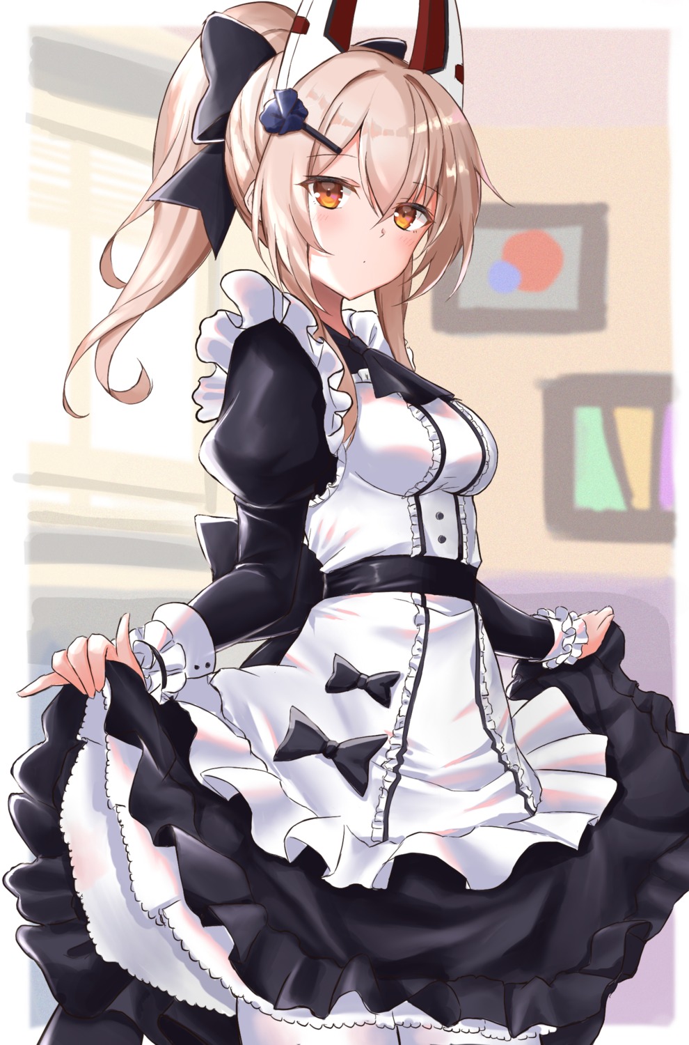 ayanami_(azur_lane), azur_lane, maid, resonancq, skirt_lift