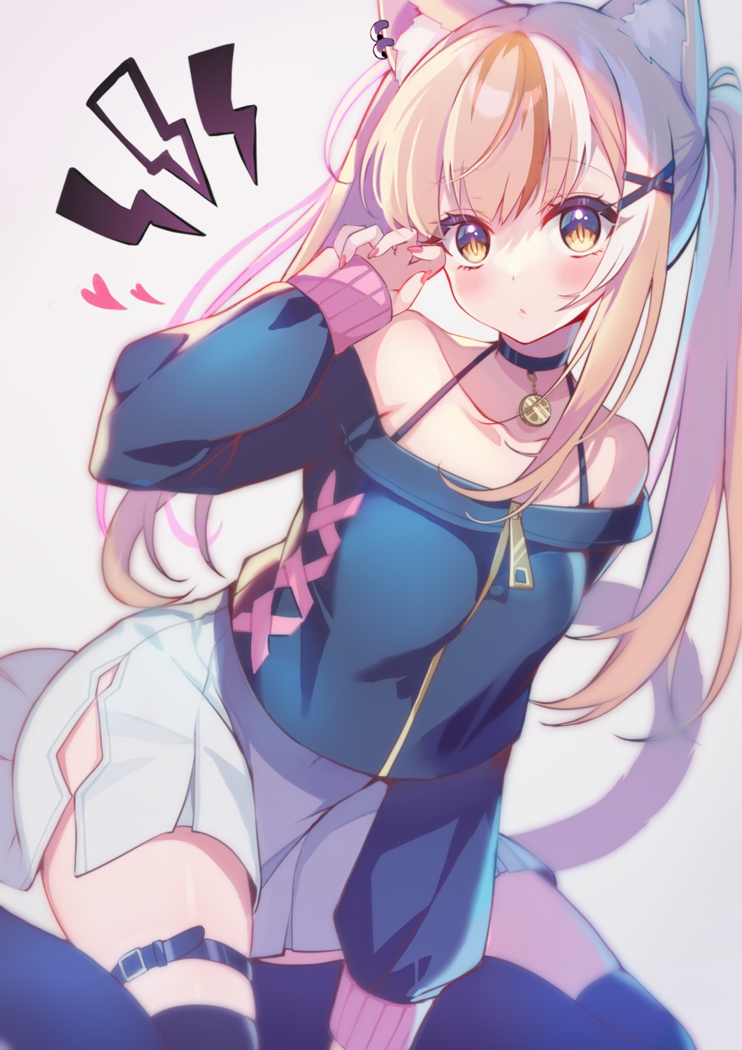 garter, hasu_(velicia), sweater, thighhighs