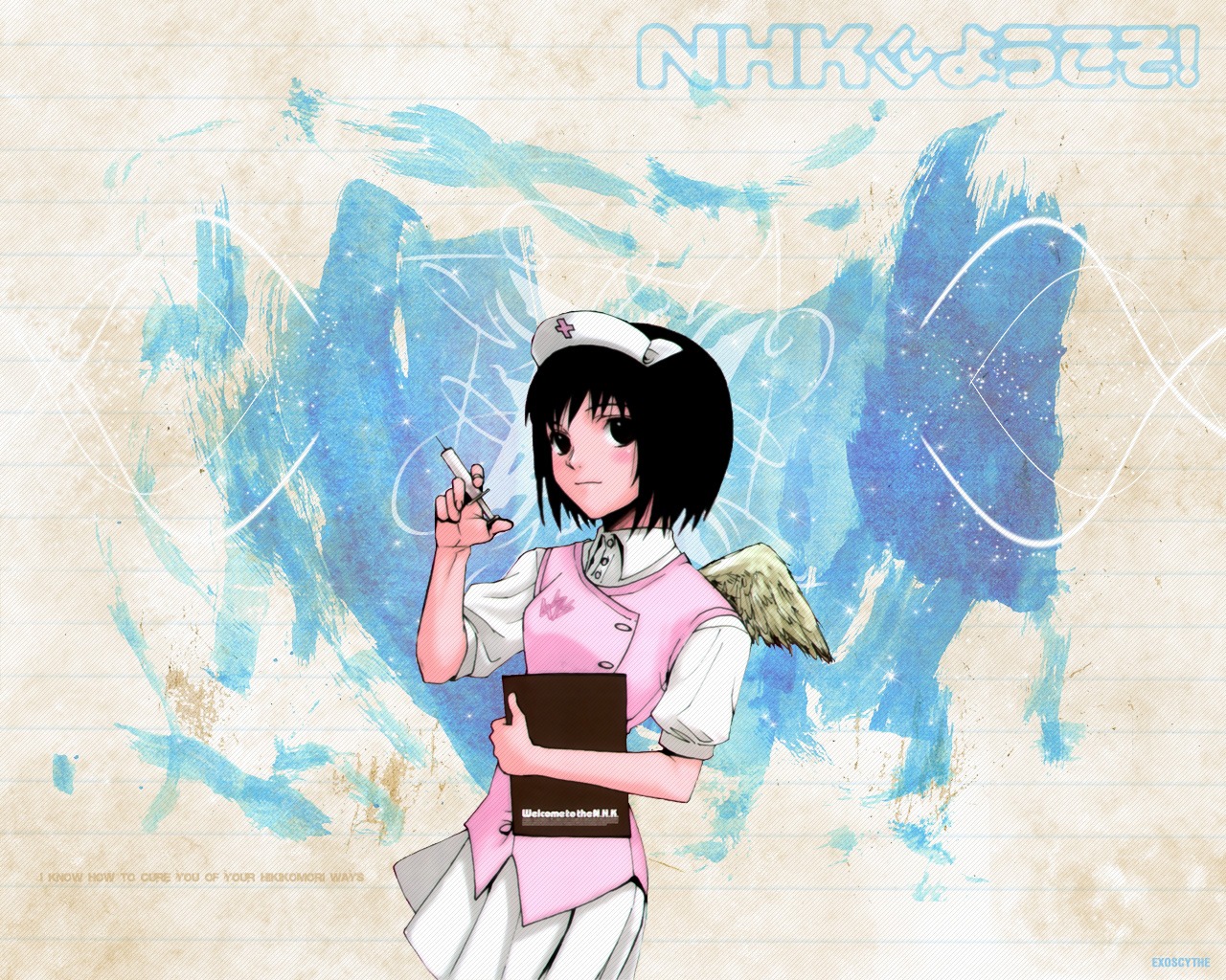 angel, nakahara_misaki, nhk_ni_youkoso, nurse, ooiwa_kenzi, wallpaper, wings
