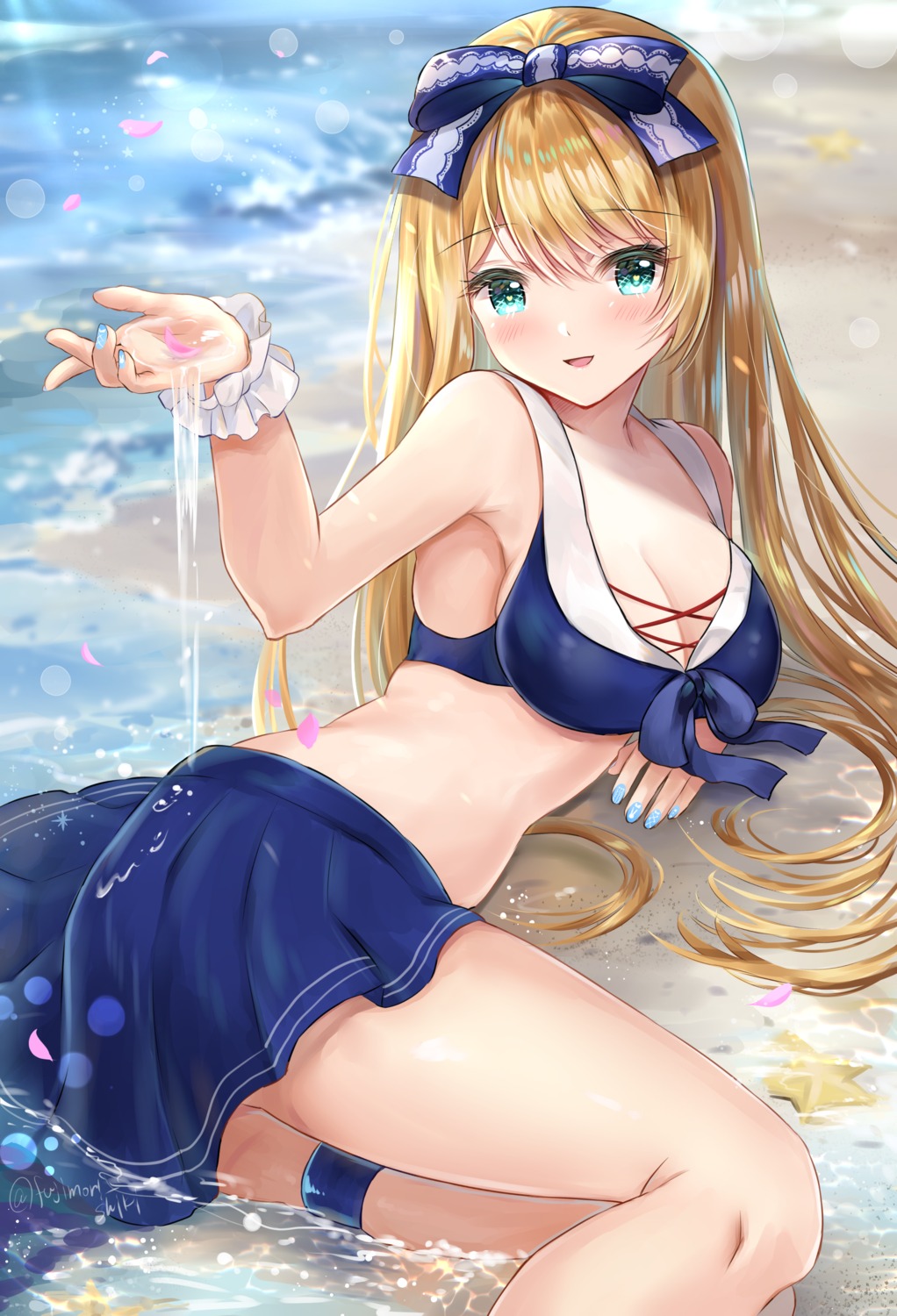 bikini_top, cleavage, emori_miku_project, emu_alice, fujimori_shiki, garter, swimsuits, wet