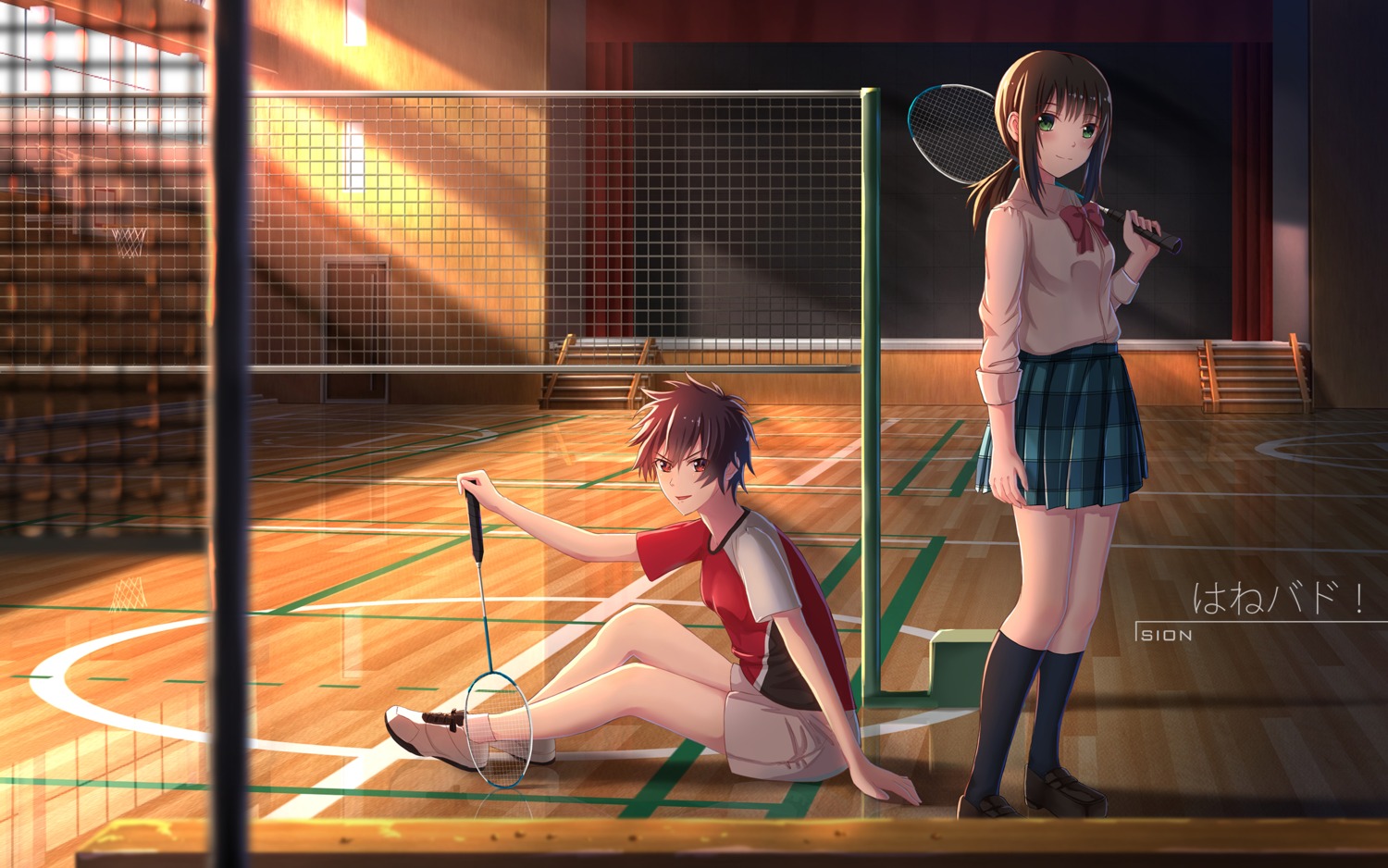 aragaki_nagisa, gym_uniform, hanebado!, hanesaki_ayano, seifuku, sion_(9117)