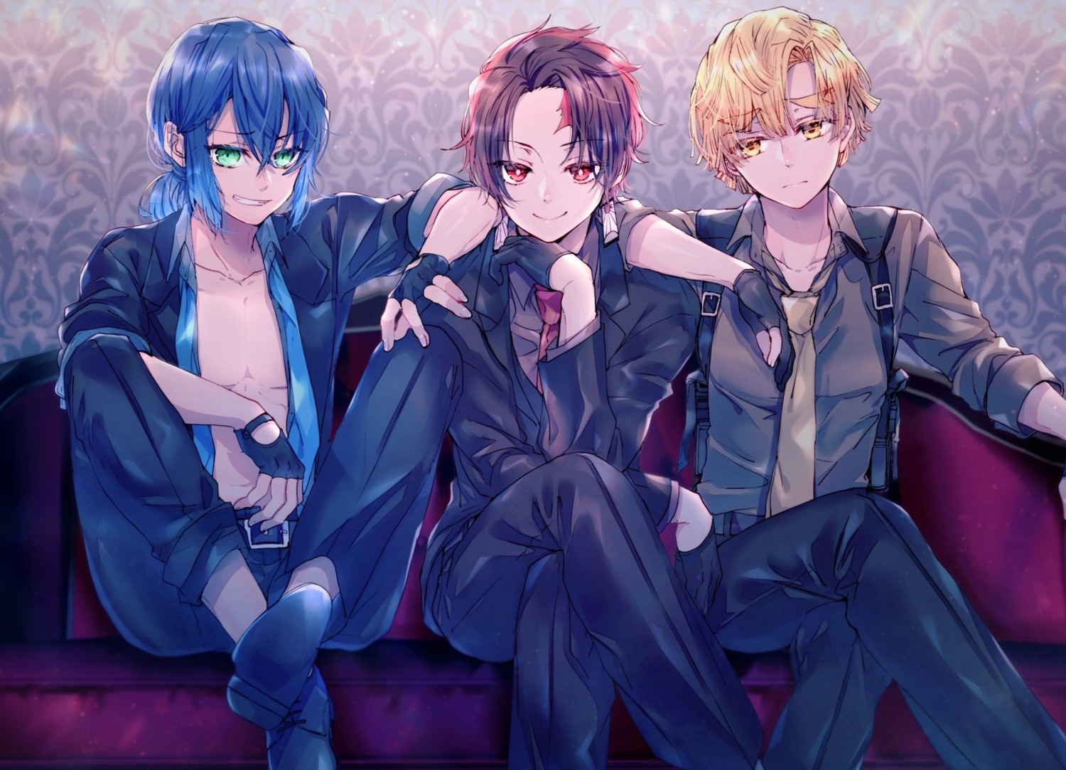 agatsuma_zenitsu, business_suit, hashibira_inosuke, kamado_tanjirou, kimetsu_no_yaiba, male, mayoko_na_kuroneko