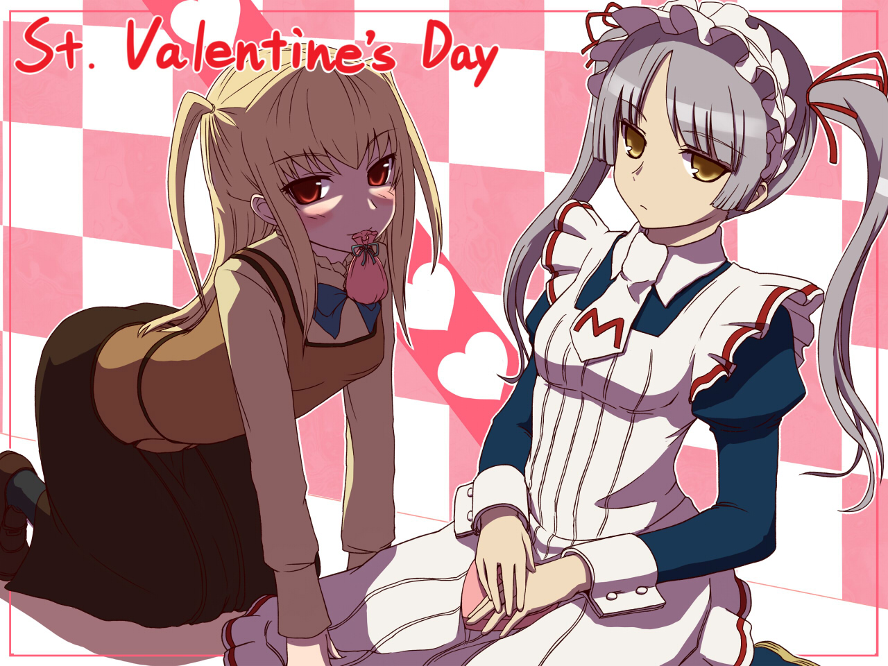 maid, maria_holic, negija, seifuku, shidou_mariya, shinouji_matsurika, trap, valentine