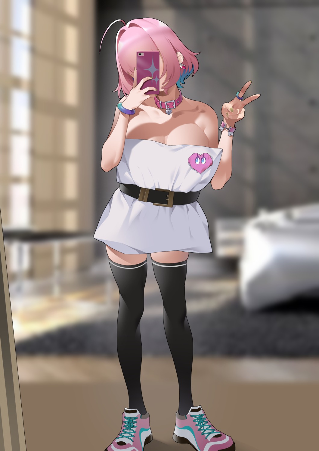 bsue, dress, no_bra, the_idolm@ster, the_idolm@ster_cinderella_girls, thighhighs, yumemi_riamu