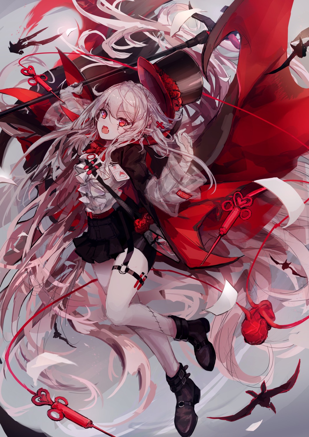 arknights, blood, garter, heels, pointy_ears, trrcmb, warfarin_(arknights)