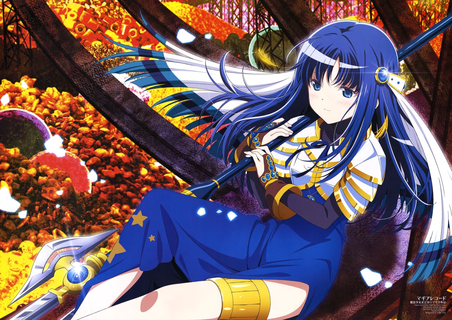 armor, dress, garter, magia_record:_mahou_shoujo_madoka_magica_gaiden, mahou_shoujo_madoka_magica, miyajima_hitoshi, nanami_yachiyo, weapon