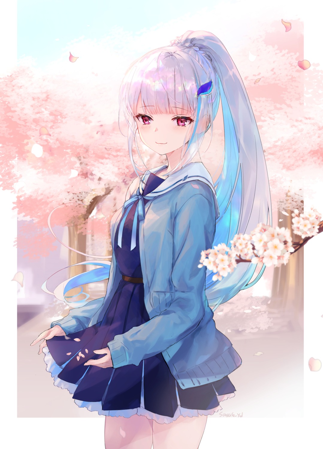 lize_helesta, nekojita_(ika_neko46), nijisanji, seifuku, skirt_lift, sweater