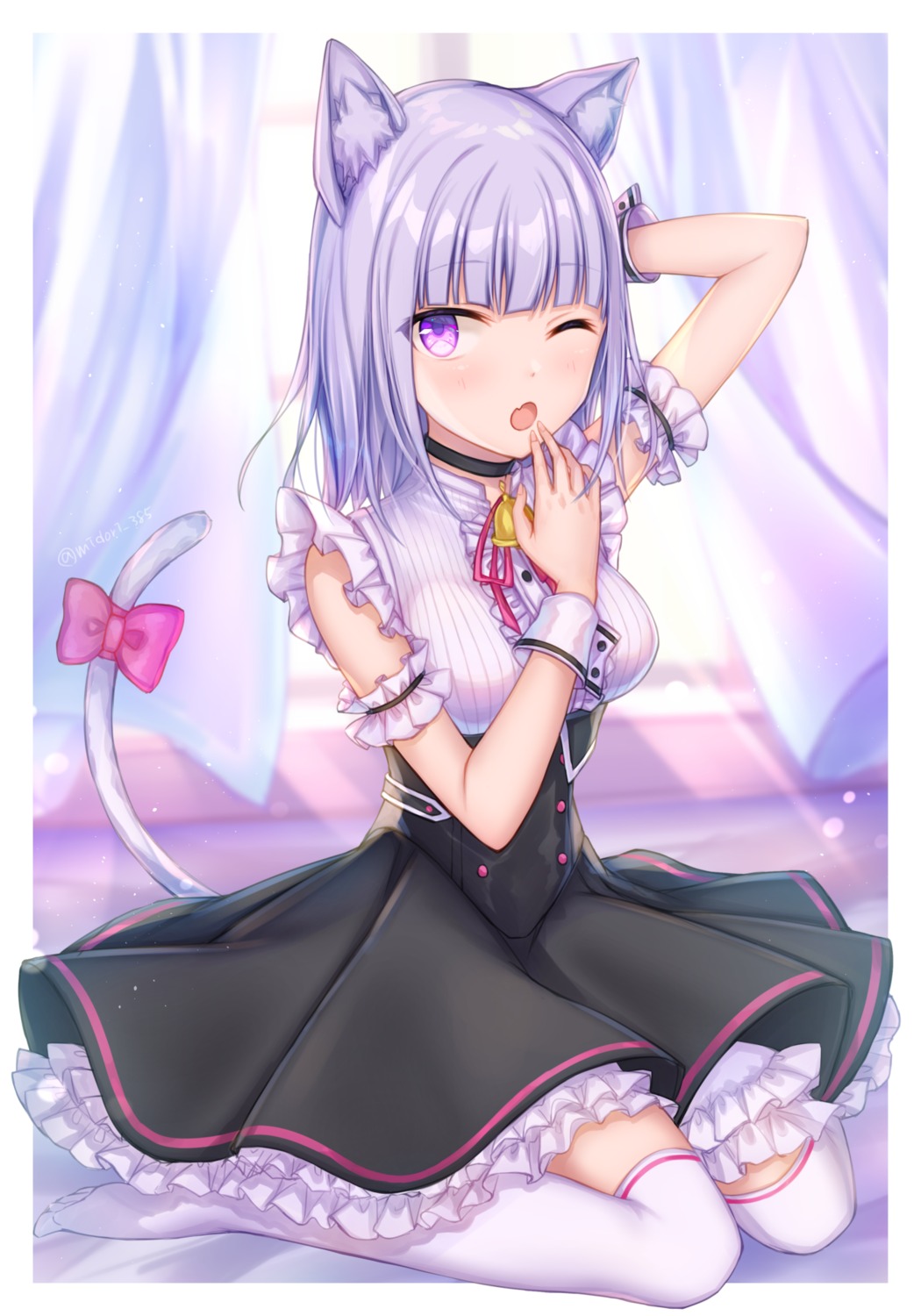 animal_ears, midori_miyako, nekomimi, tail, thighhighs
