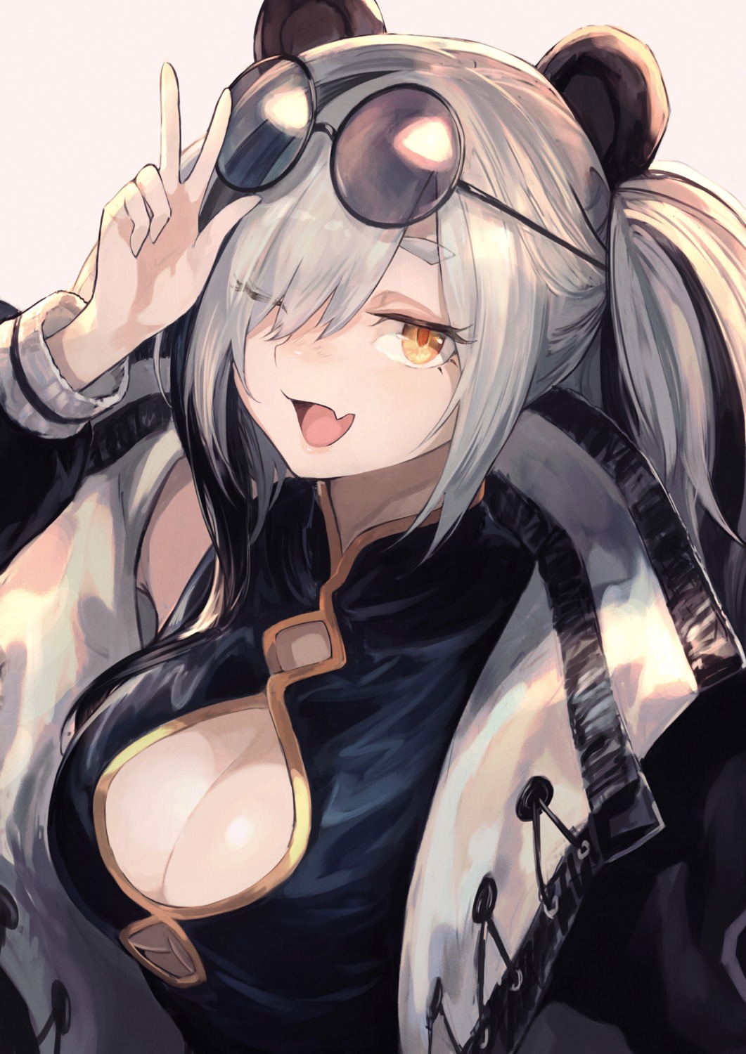 arknights, cleavage, feater_(arknights), megane, shirataki_jiro