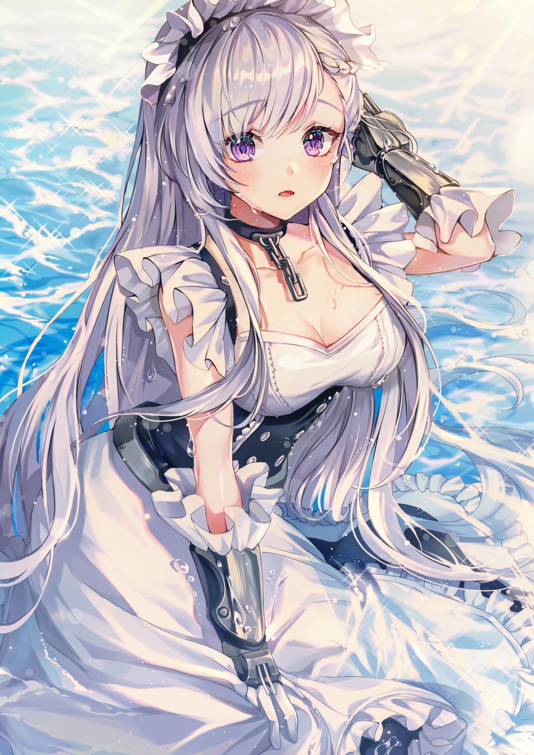 azur_lane, belfast_(azur_lane), cleavage, maid, ttosom, wet, wet_clothes