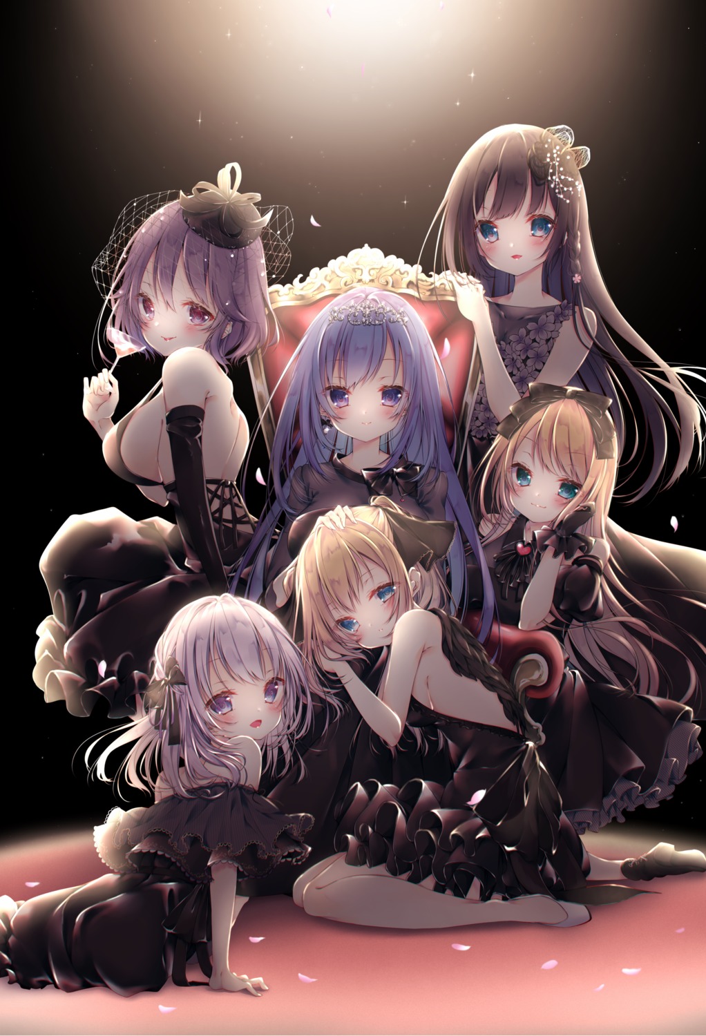 cleavage, dress, ekouji_ruri, emori_el, emori_miku, emori_miku_project, emu_alice, ezuki_luna, heels, mitsuya_nier, no_bra, see_through, tokitou_setsuna