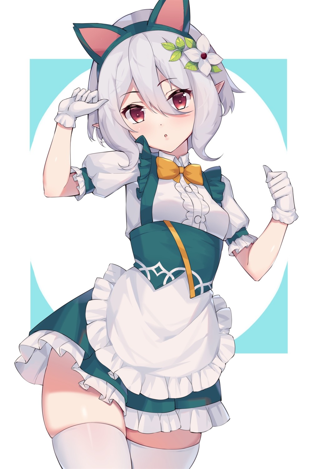 animal_ears, artist_revision, eol_9, kokkoro, maid, nekomimi, pointy_ears, princess_connect!, princess_connect!_re:dive, thighhighs