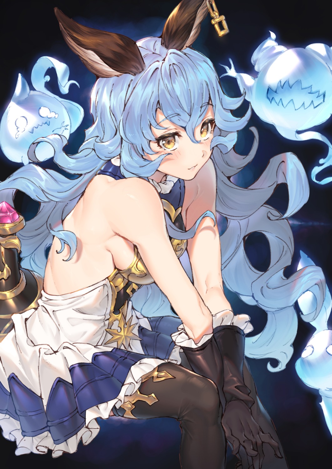 animal_ears, dress, ferry_(granblue_fantasy), granblue_fantasy, joker_(tomakin524), no_bra, thighhighs