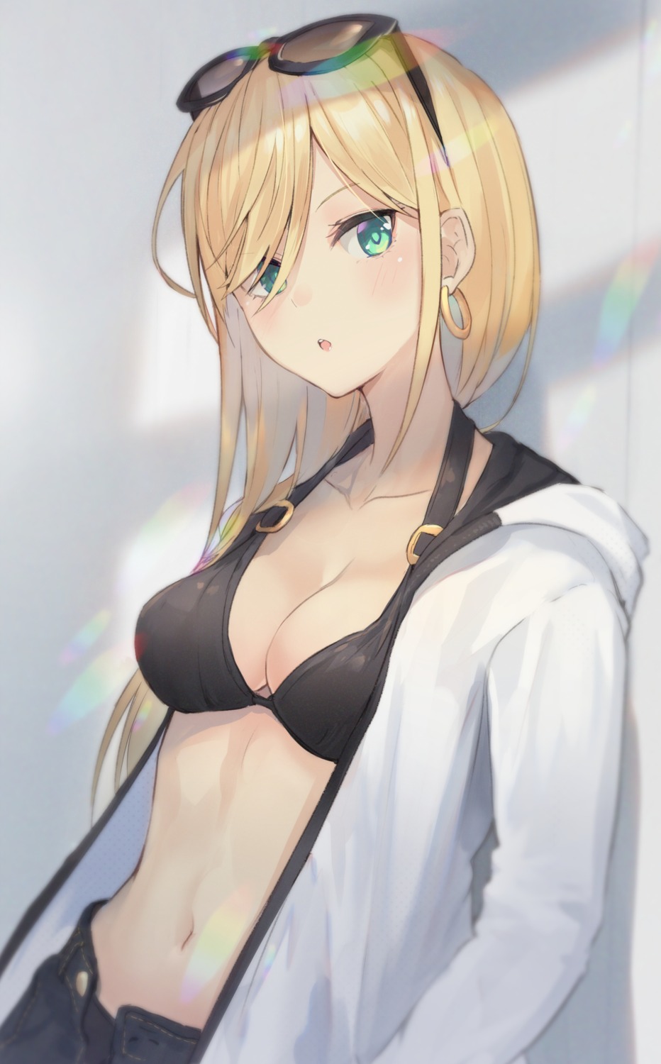bikini_top, cleavage, isegawa_yasutaka, megane, open_shirt, swimsuits