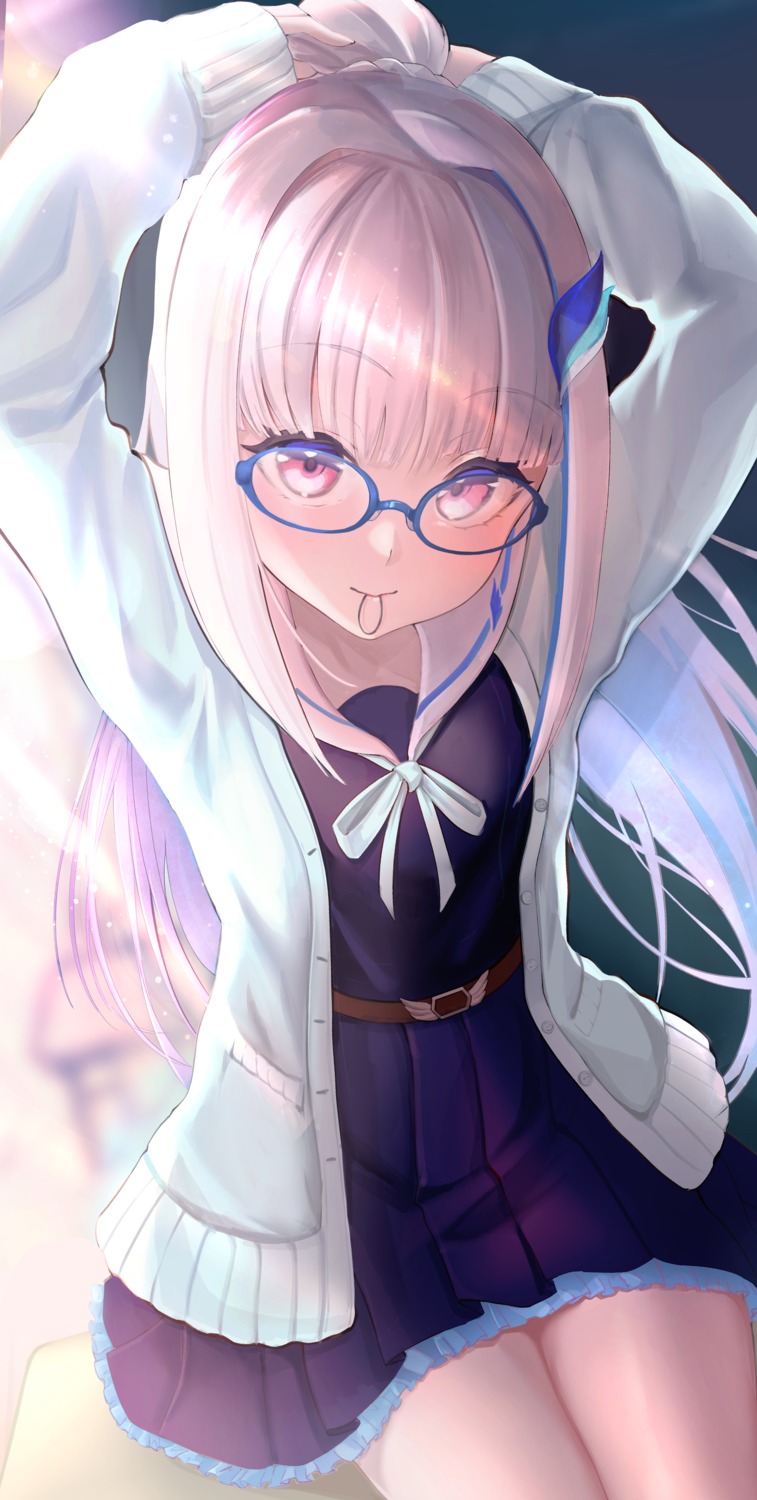 kisaragi_chiyuki, lize_helesta, megane, nijisanji, seifuku, sweater