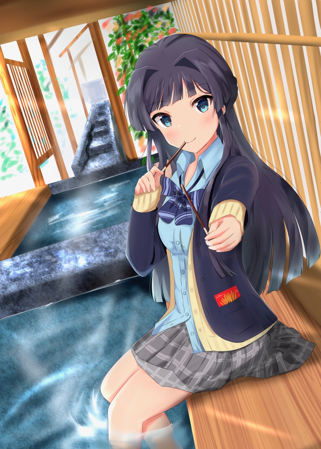 mogami_shizuka, seifuku, so_korokoro, sweater, the_idolm@ster, the_idolm@ster_million_live!, wet
