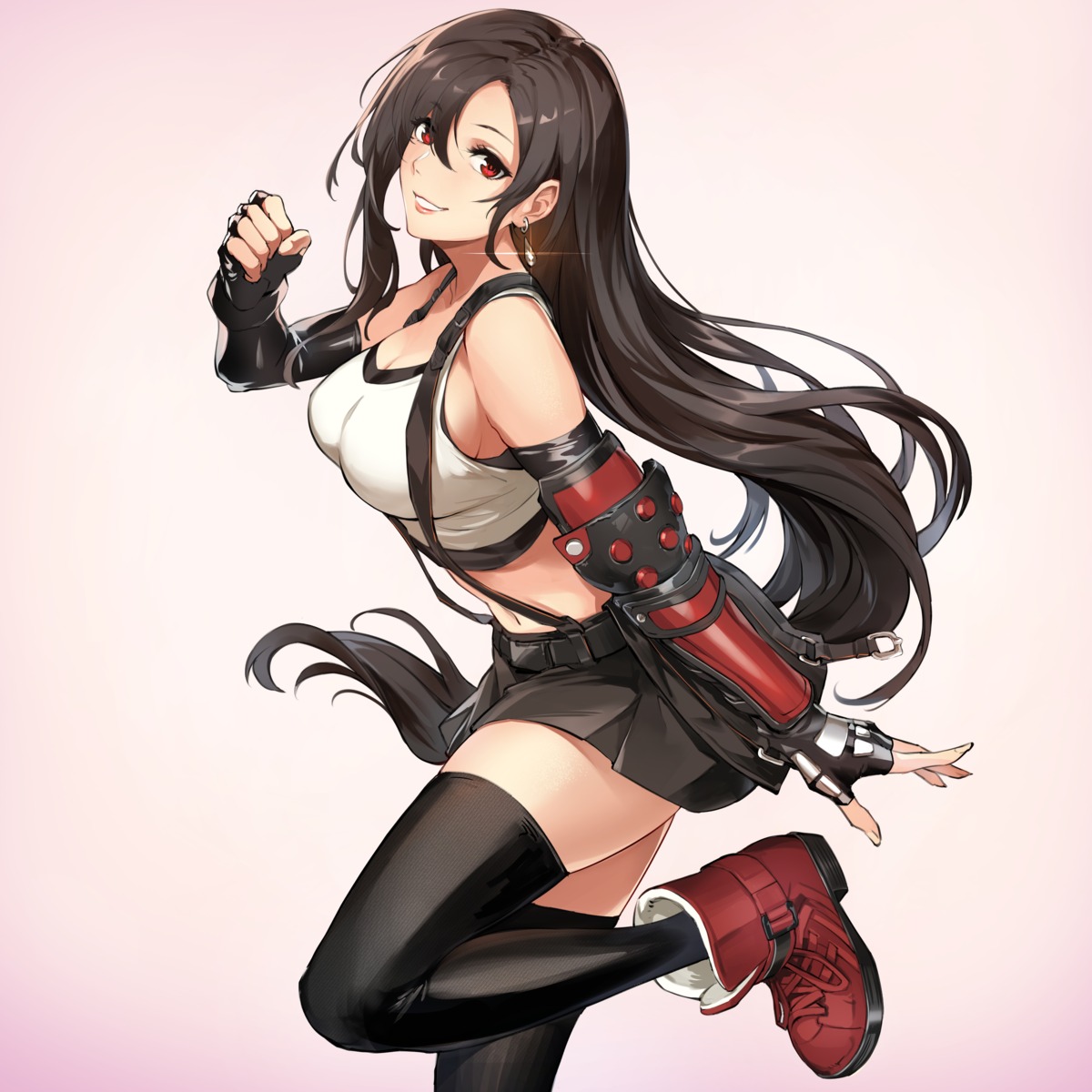 armor, cleavage, final_fantasy, final_fantasy_vii, nr_noir, thighhighs, tifa_lockhart