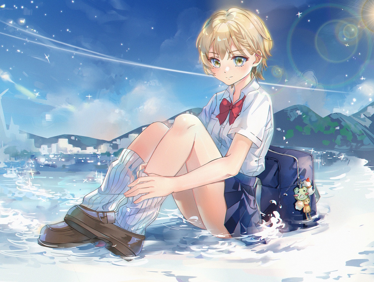 kaeki, seifuku, skirt_lift, wet