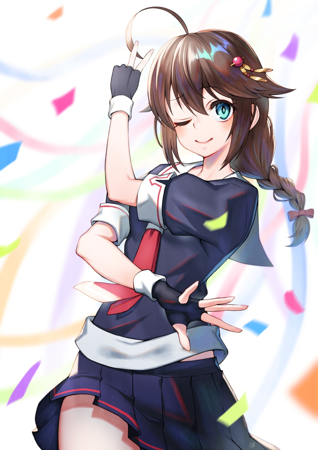 kantai_collection, seifuku, shigure_(kancolle), sho_(sumika), skirt_lift