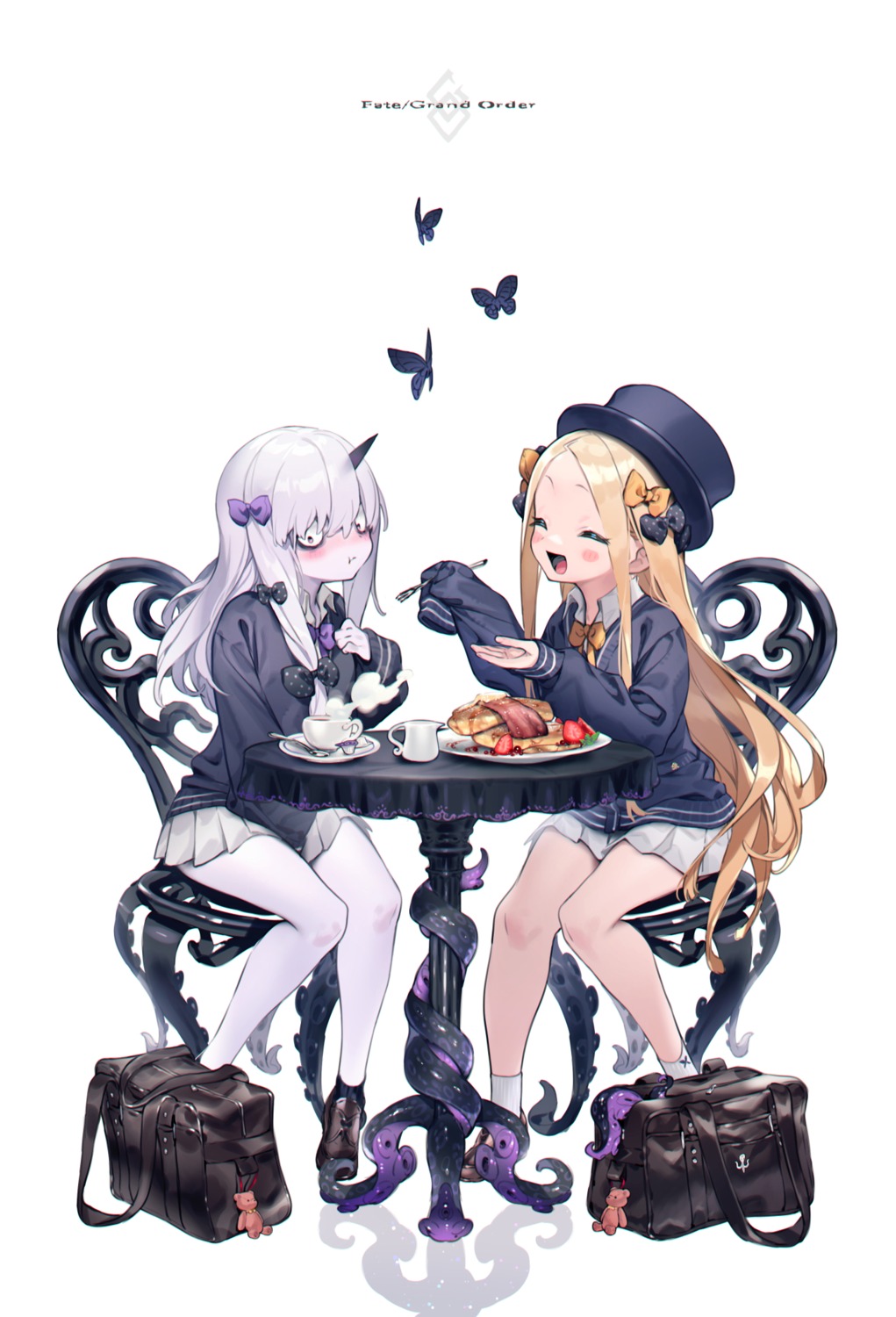 abigail_williams_(fate), bukurote, fate/grand_order, horns, lavinia_whateley_(fate/grand_order), seifuku, sweater, tentacles