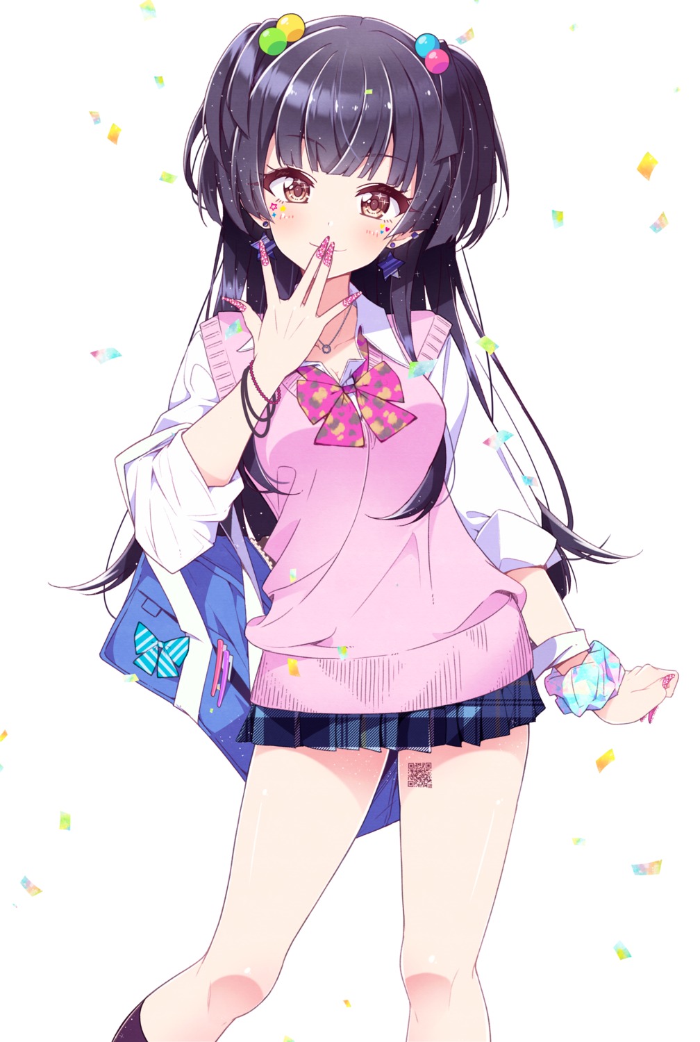 bokkun_(doyagaobyo), cleavage, mayuzumi_fuyuko, seifuku, sweater, tattoo, the_idolm@ster, the_idolm@ster_shiny_colors