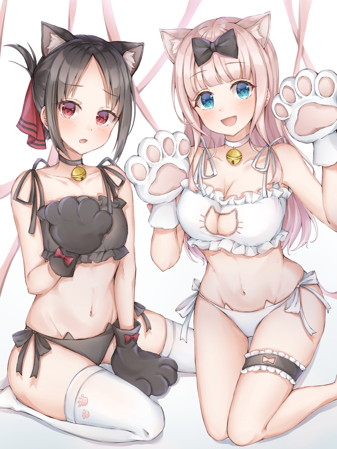 animal_ears, cleavage, fujiwara_chika, garter, kaguya-sama_wa_kokurasetai_~tensai-tachi_no_renai_zunousen~, lingerie, nekomimi, pantsu