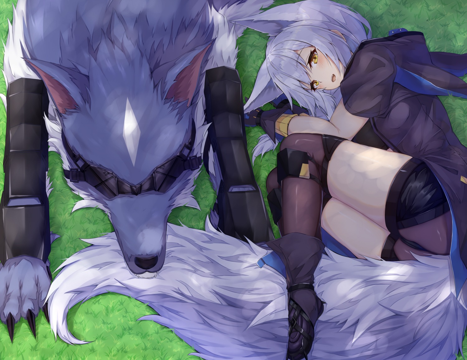 animal_ears, arknights, ponta_(velmar), provence_(arknights), tail, thighhighs