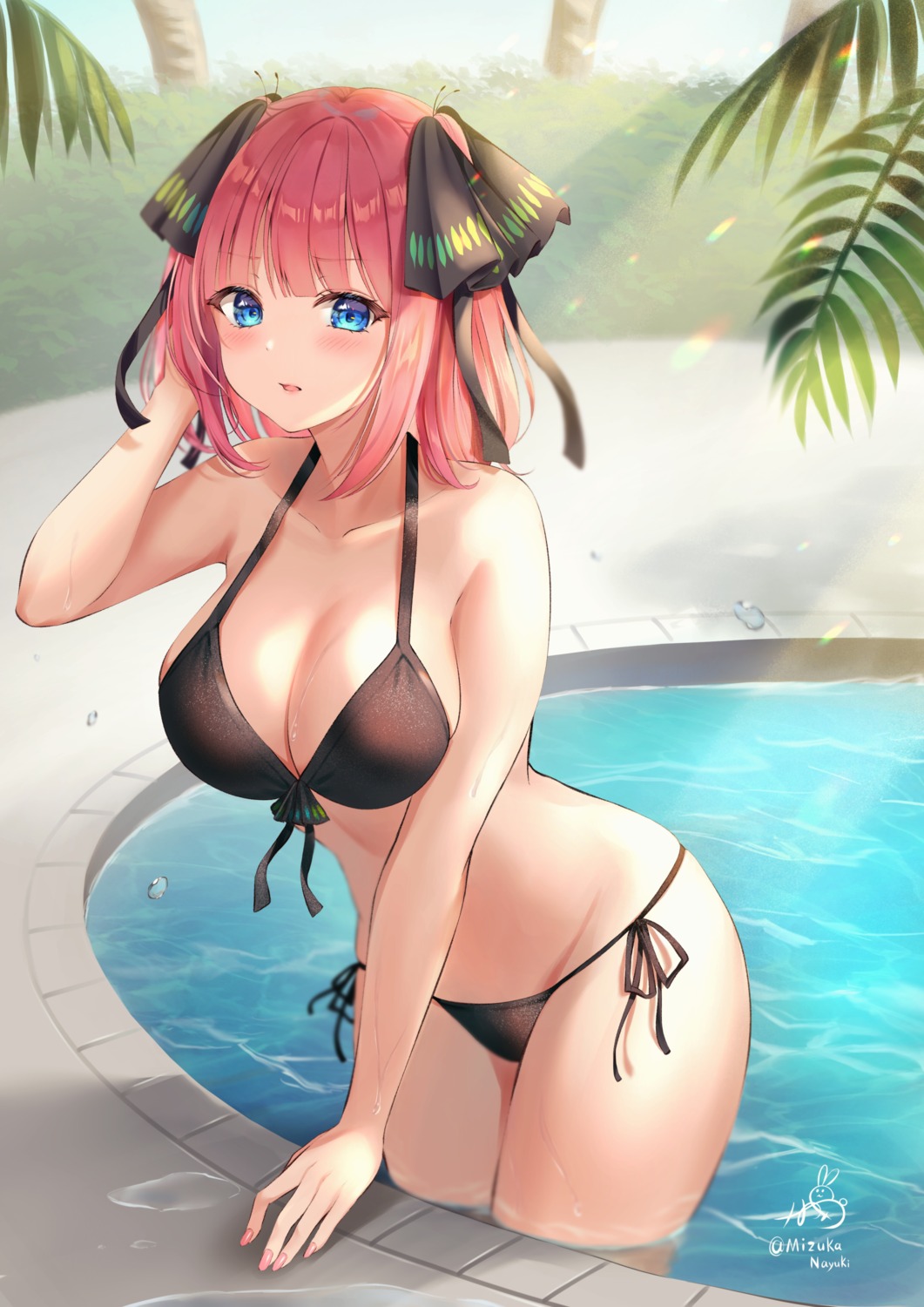 5-toubun_no_hanayome, bikini, cleavage, mizukanayuki, nakano_nino, swimsuits, wet