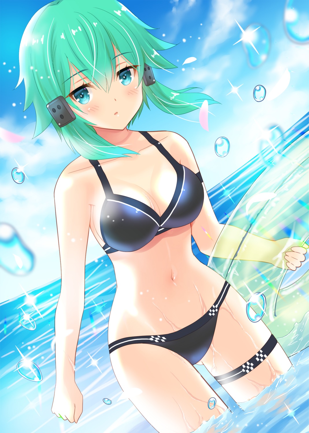 bikini, cleavage, garter, sinon, swimsuits, sword_art_online, uonuma_yuu, wet