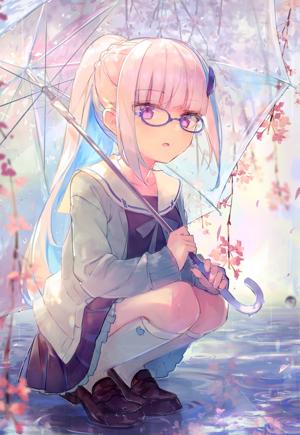 lize_helesta, megane, nijisanji, seifuku, skirt_lift, sweater, t6, umbrella
