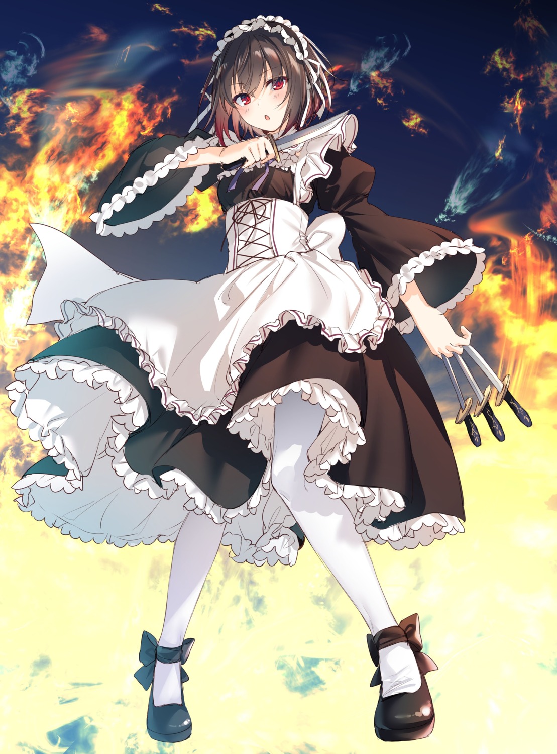 maid, pantyhose, seiken_gakuin_no_maken_tsukai, shary_shadow_assassin, toosaka_asagi, weapon