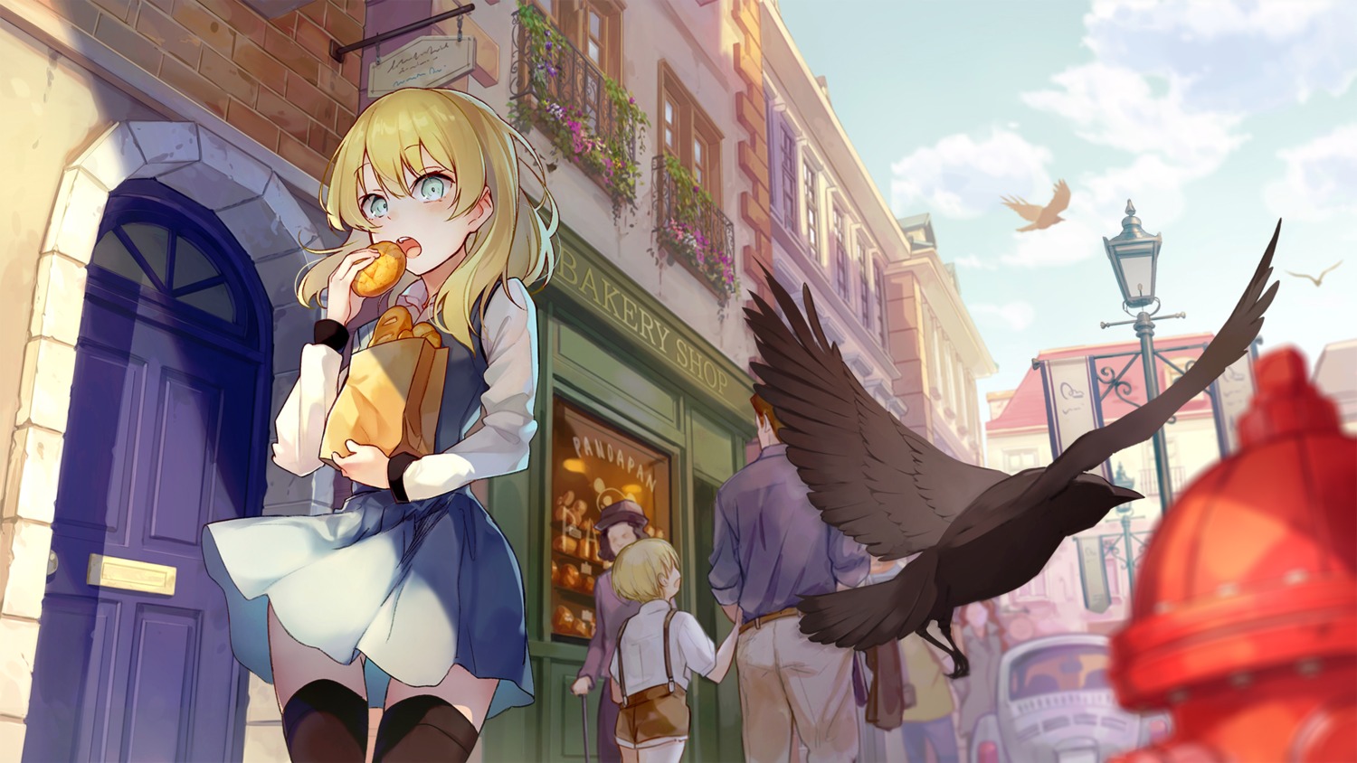 brat, seifuku, skirt_lift, thighhighs, wallpaper