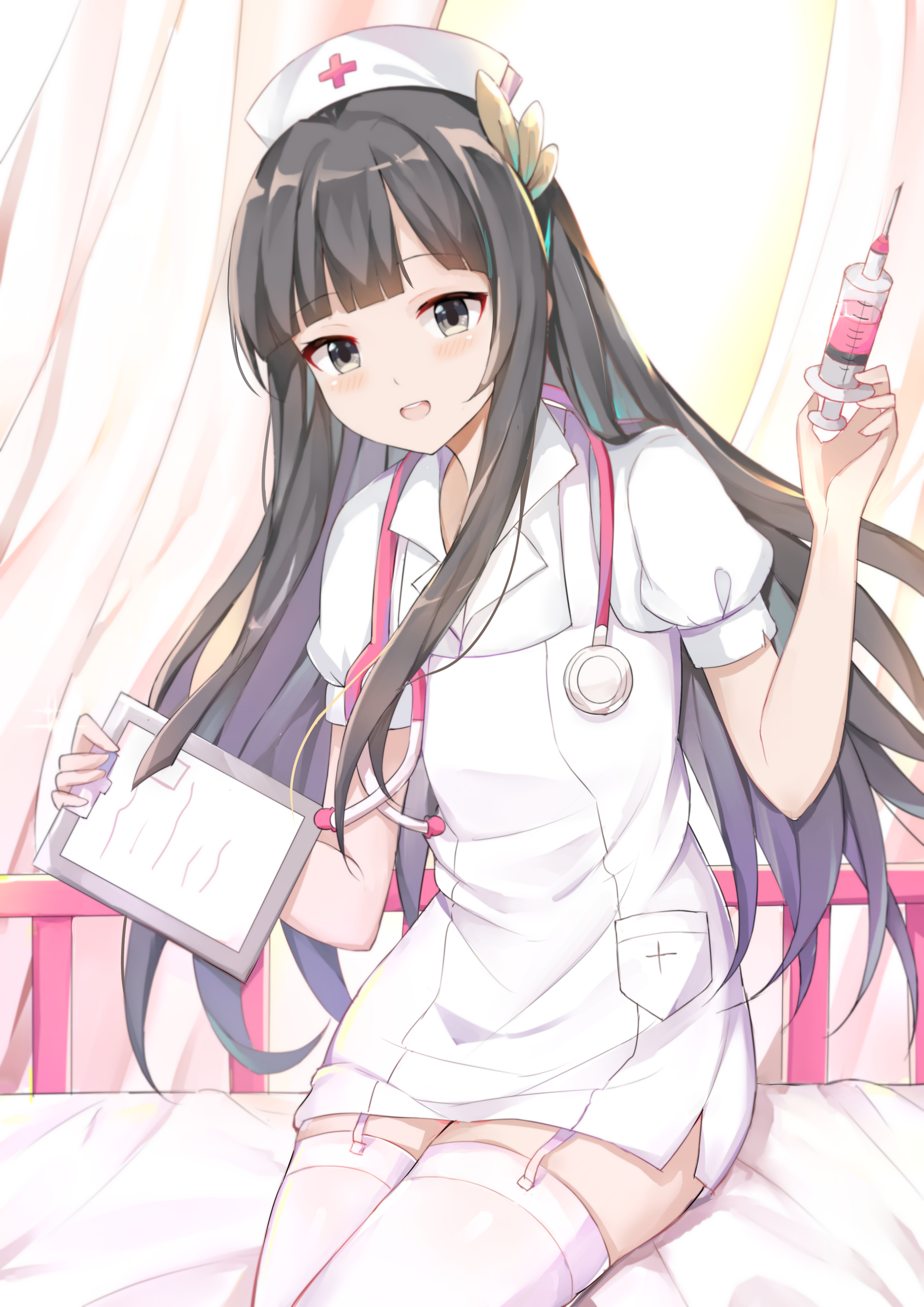 feng_mao_mc, nurse, stockings, thighhighs