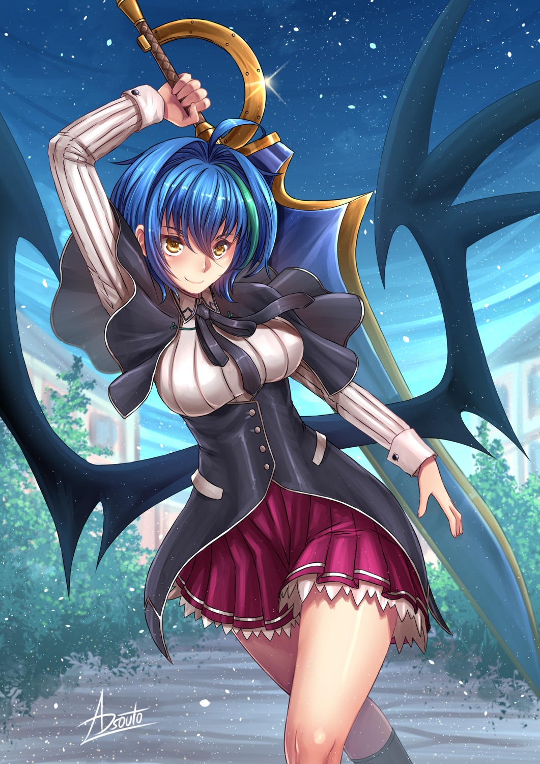 adsouto, highschool_dxd, seifuku, sword, wings, xenovia_quarta