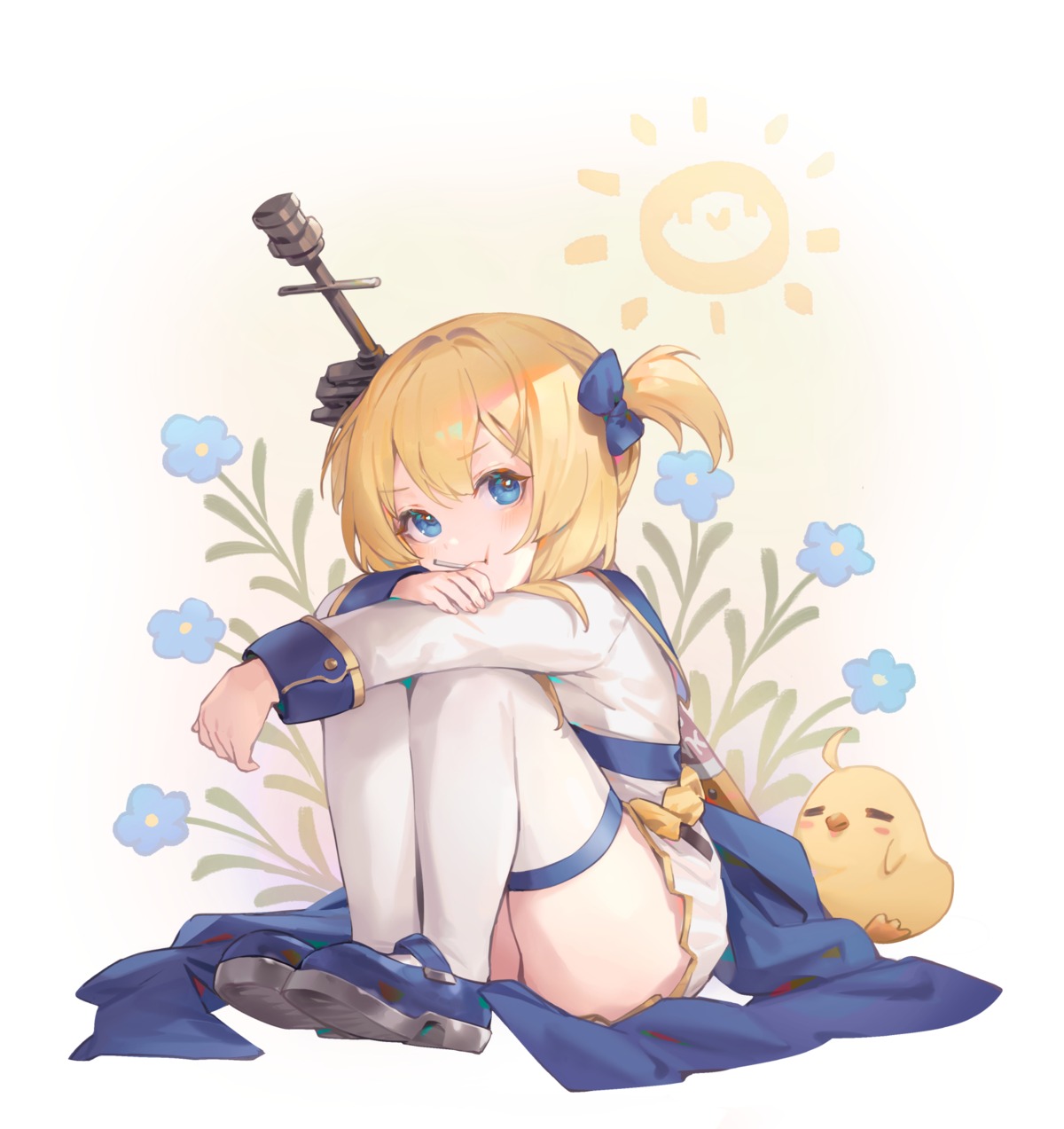 azur_lane, bibimbub, little_renown_(azur_lane), manjuu_(azur_lane), renown_(azur_lane), skirt_lift, sword, thighhighs