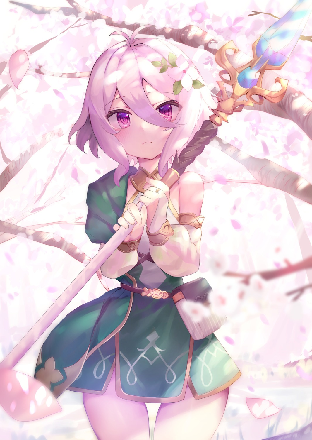 dress, kokkoro, princess_connect!, princess_connect!_re:dive, takuan_(mo55ilst), weapon