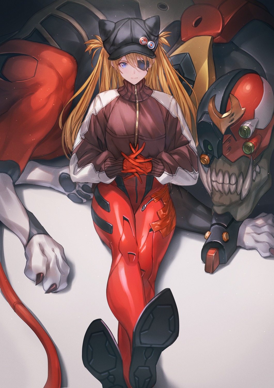bodysuit, eyepatch, makai_no_juumin, monster, neon_genesis_evangelion, souryuu_asuka_langley