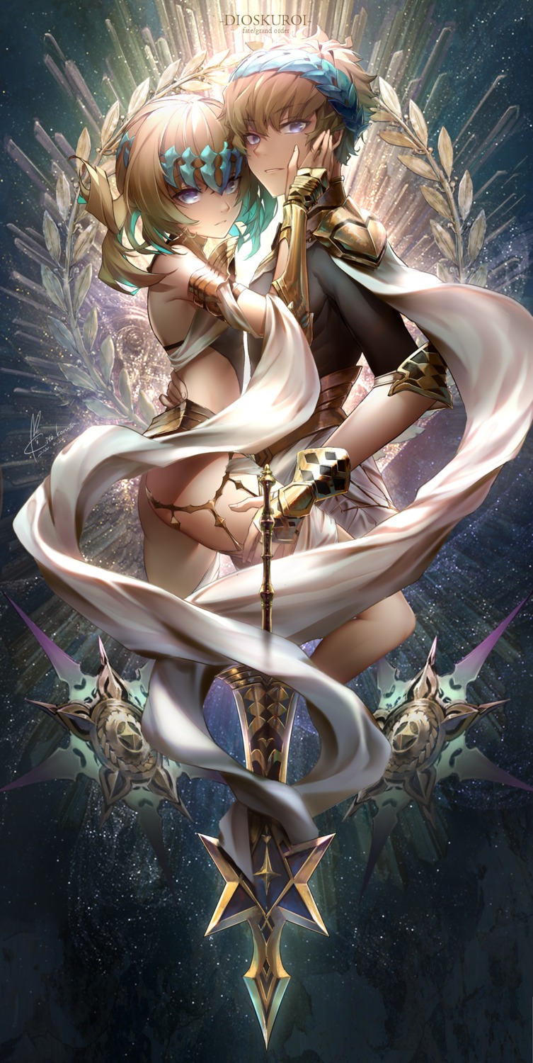 armor, castor_(fate/grand_order), fate/grand_order, koruta_(nekoimo), pollux_(fate/grand_order), sword