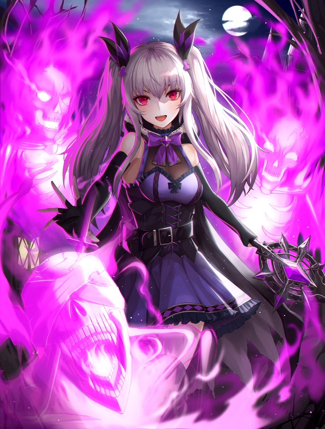 cleavage, dress, luc_(kor), see_through, thighhighs, weapon