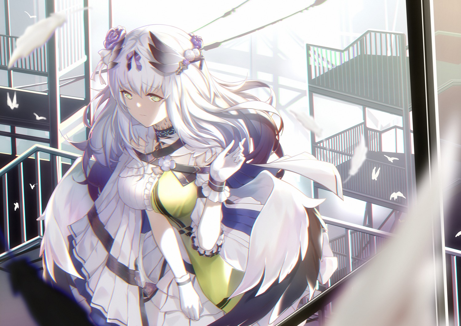 arknights, bibeak_(arknights), jiusan_naitan, wings
