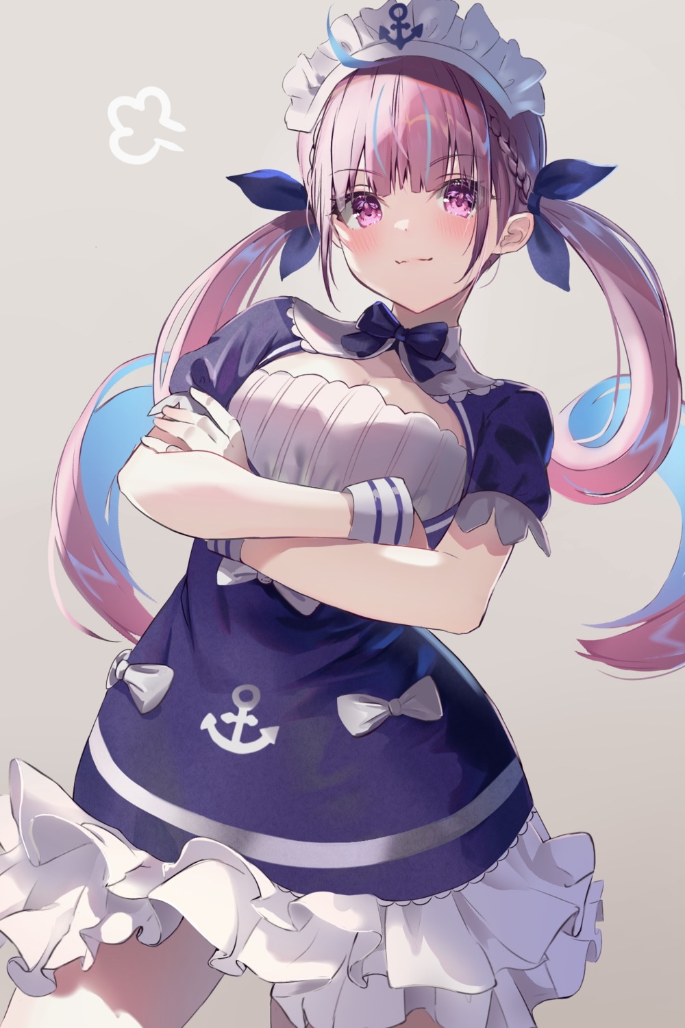 hololive, maid, minato_aqua, skirt_lift, tomose_toiro
