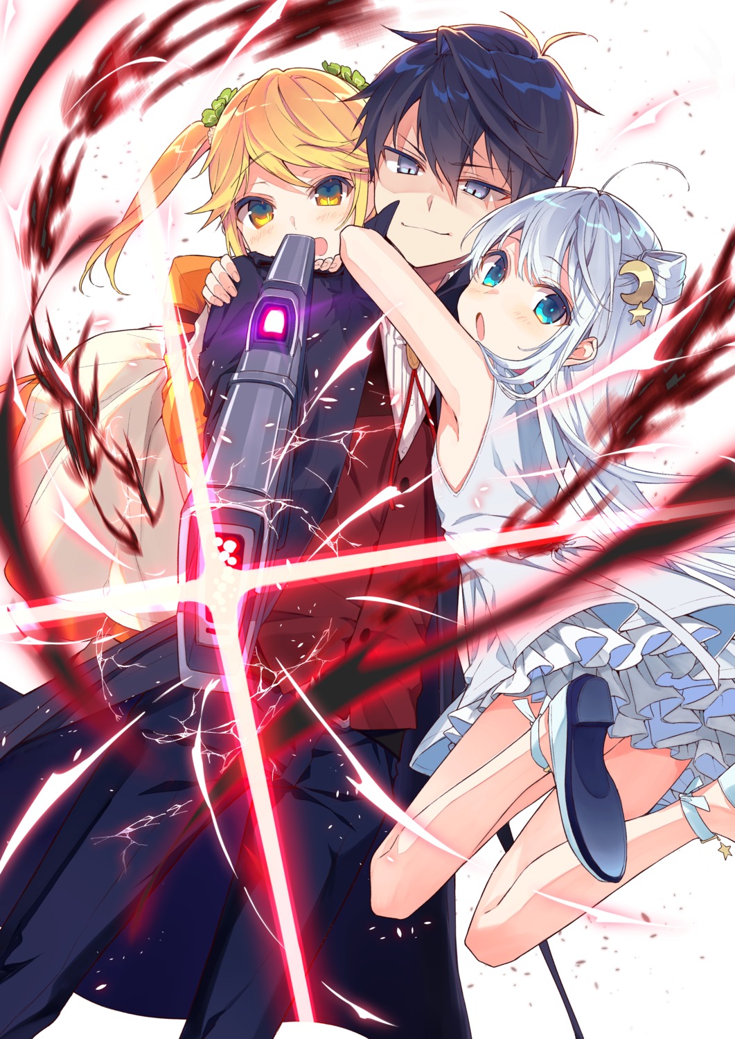 dia_viekone, dress, gun, lugh_tuatha_de, reia, sekai_saikou_no_ansatsusha_isekai_kizoku_ni_tensei_suru, skirt_lift, summer_dress, tarte_(ansatsu_kizoku)