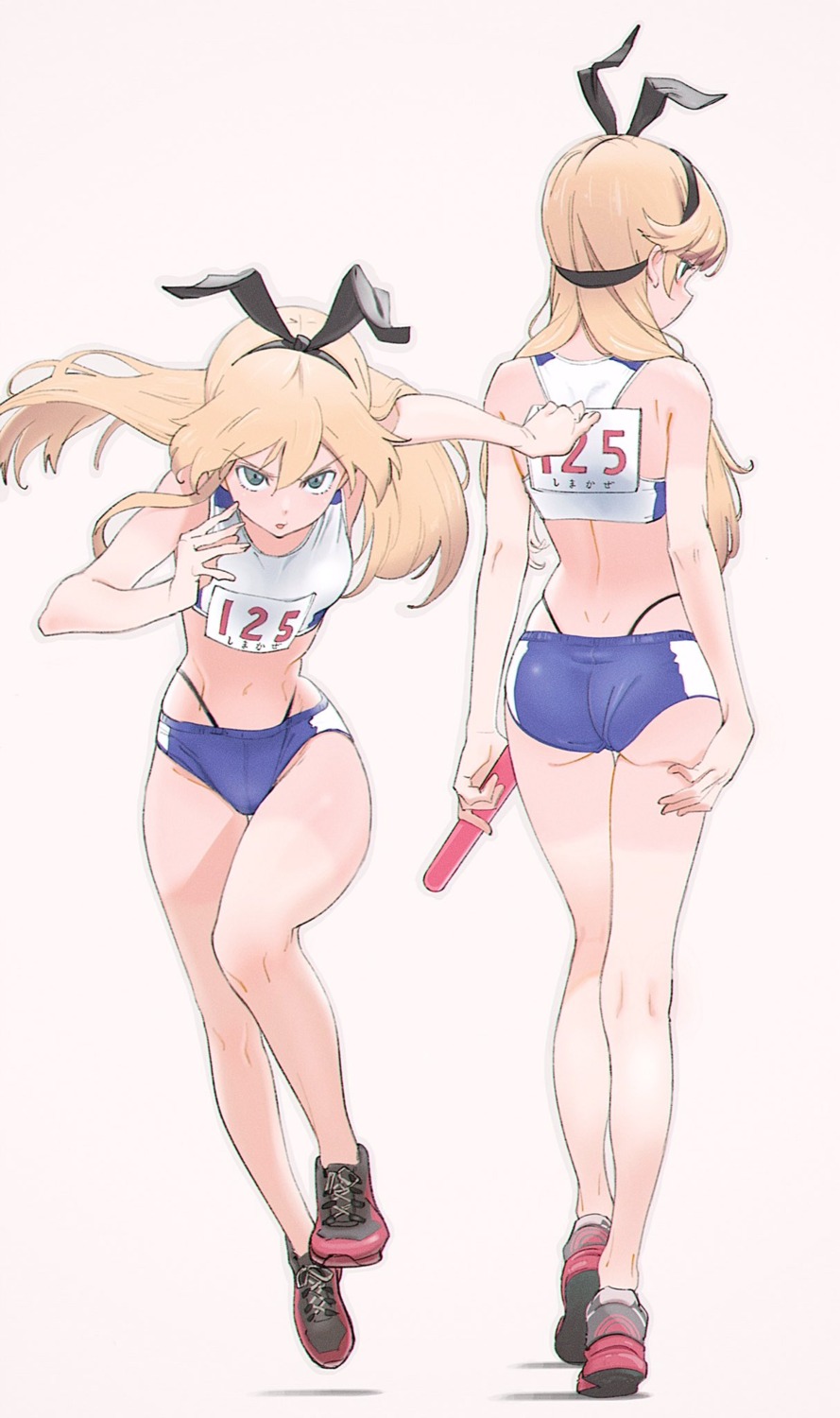 animal_ears, ass, bunny_ears, buruma, gym_uniform, kantai_collection, pantsu, saitama_(antitankromeo), shimakaze_(kancolle)