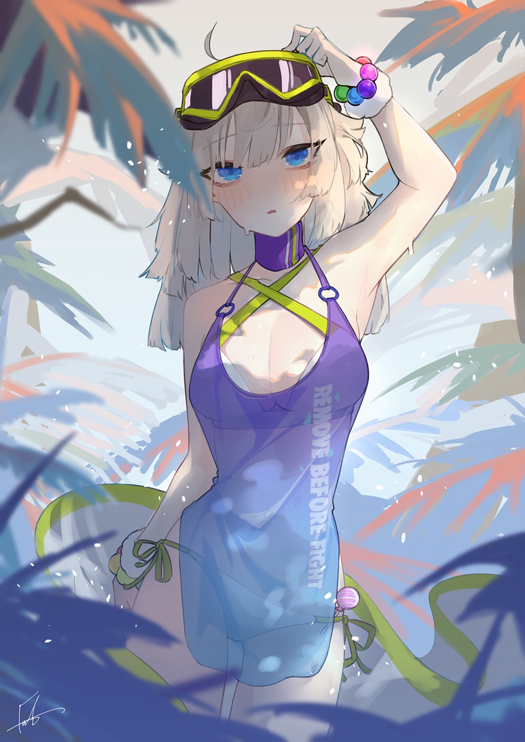 aa-12_(girls_frontline), bikini, cleavage, fataaa, girls_frontline, see_through, swimsuits, wet