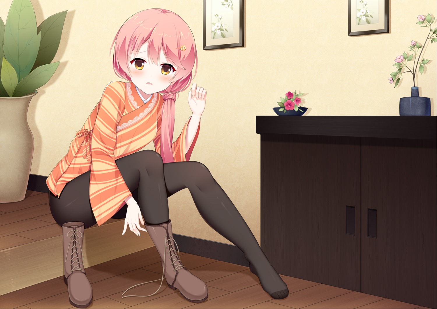 feet, fengli_(709622571), japanese_clothes, kurama_koharu, pantyhose, senren_banka