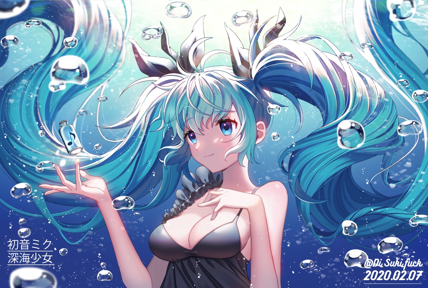 breast_hold, hatsune_miku, no_bra, seoki_(hi3031), shinkai_shoujo_(vocaloid), vocaloid